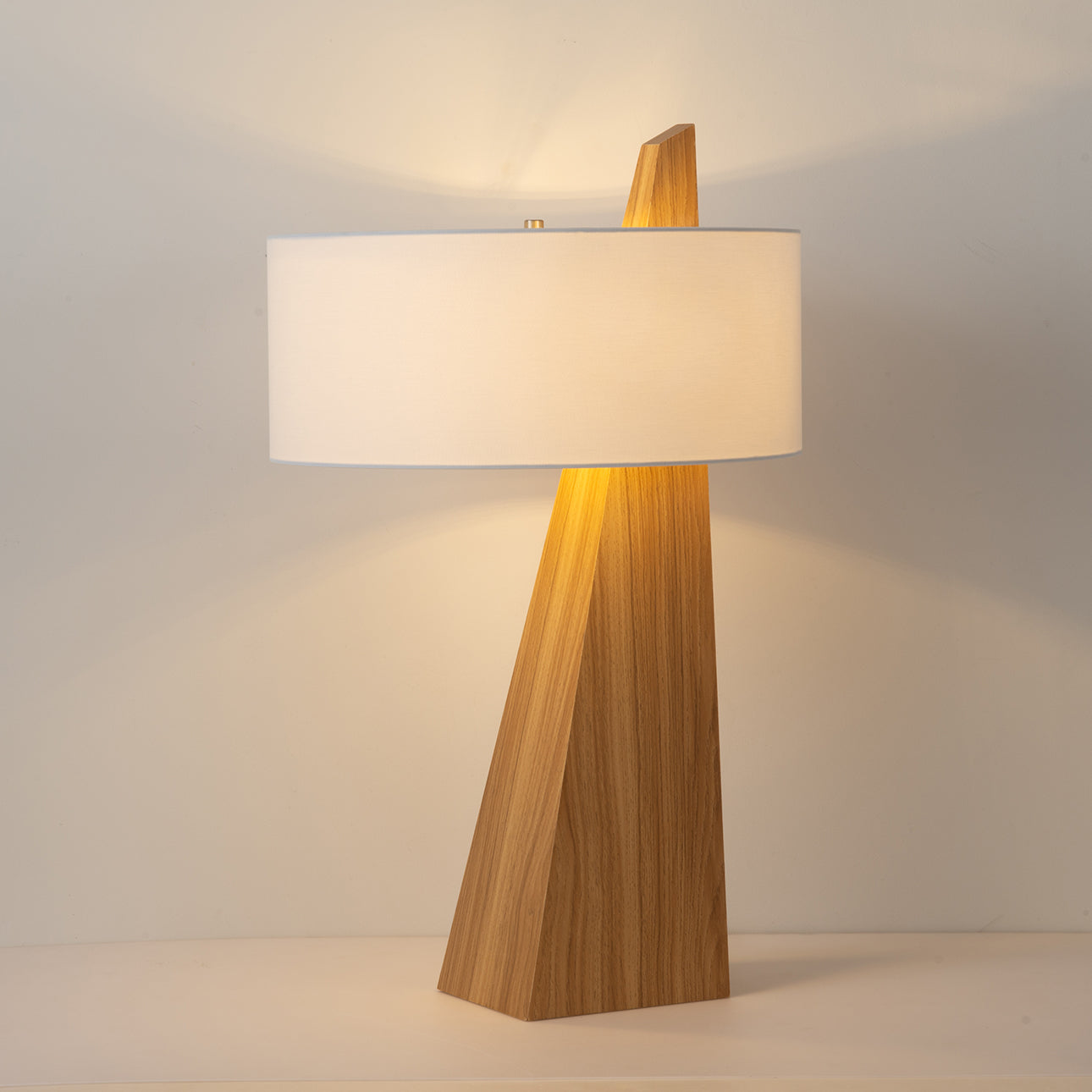 Obelisk Table Lamp Natural Ash Wood White Cotton Linen Shade 11889Lw by Nova California