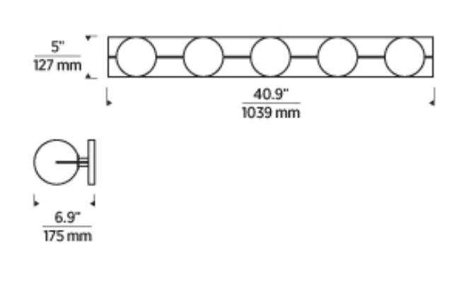 Visual Comfort Orbel Modern 5 Light Ada Bathroom Wall Vanity Light