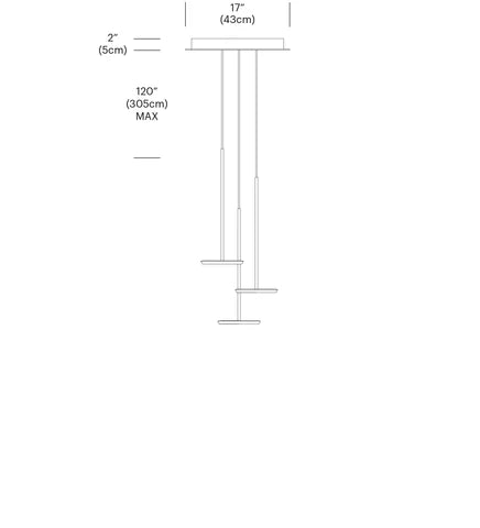 Pablo Designs Sky Solo 3-Pendant Chandelier finish detail close-up showing material and craftsmanship
