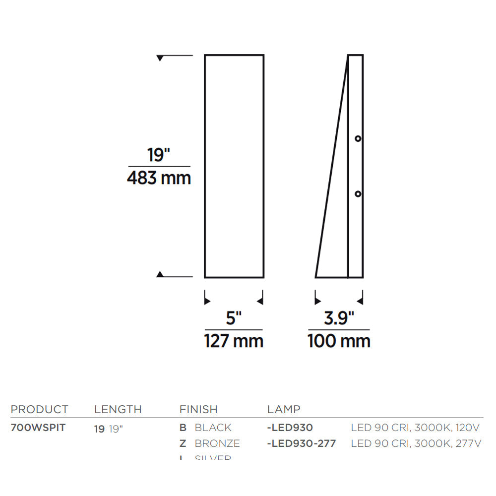 Pitch 19 LED Outdoor Wall Light Architectural Downlight by Visual & Comfort & Co