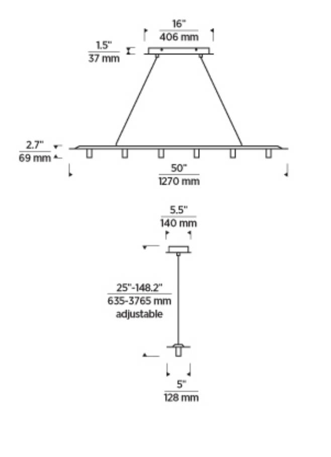 Ponte 50 Linear Chandelier LED Lighting by Visual & Comfort & Co