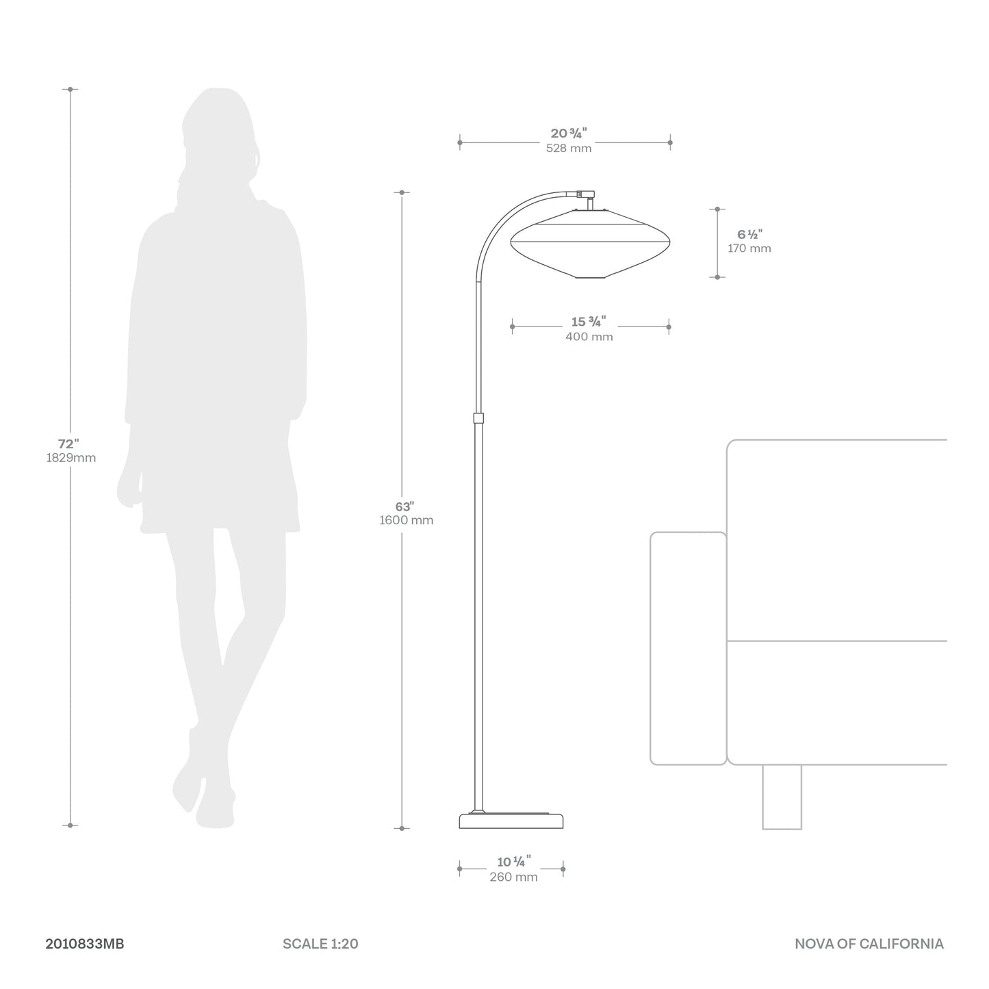 Roswell Floor Lamp Matte Black White Linen Shade Black 2010833Mb by Nova California