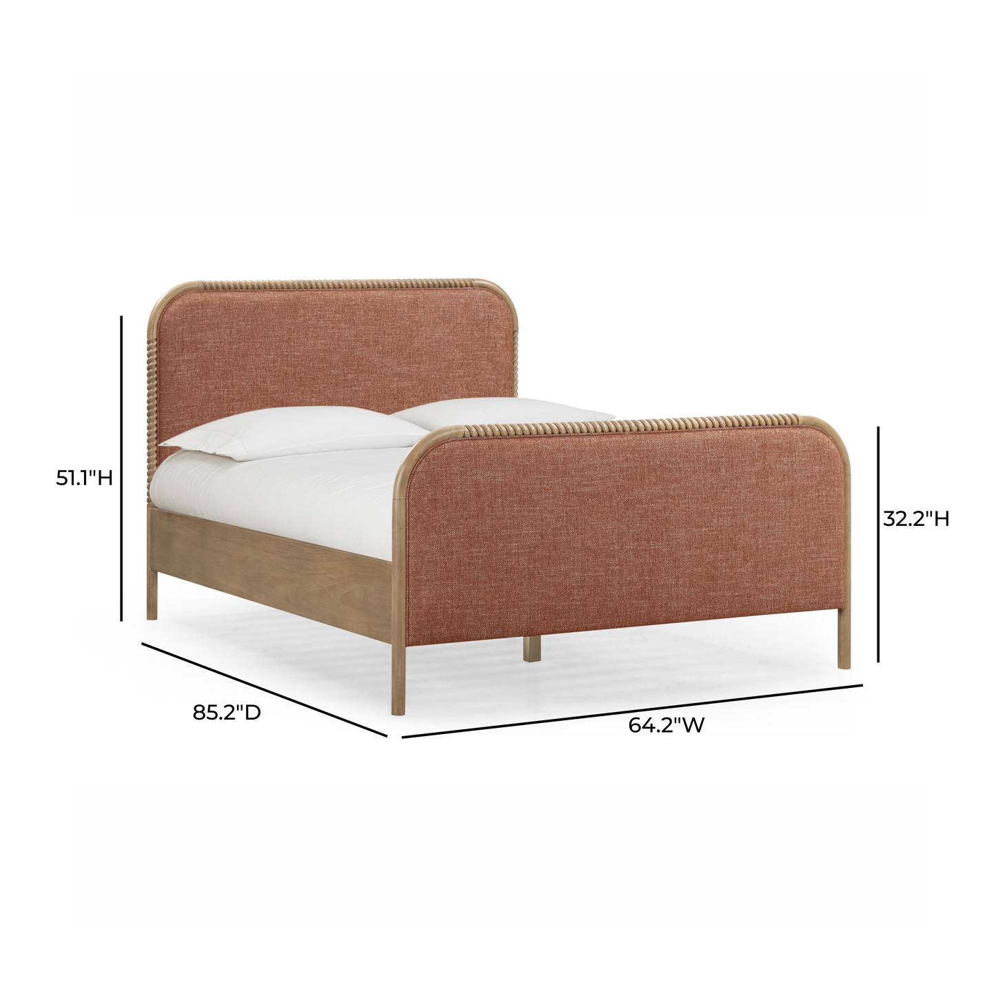 Hatia Basketweave Panel Sienna Red Queen Bed by Tov Furniture