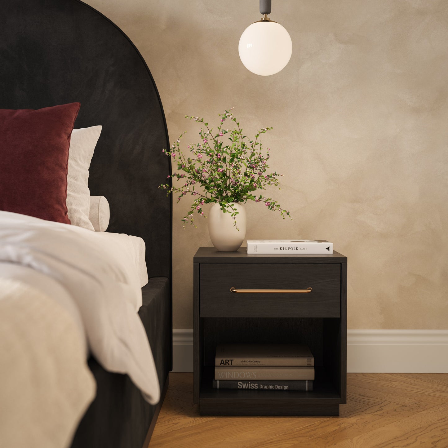Marlow 17" Wood Nightstand With Drawer Black by Tov Furniture