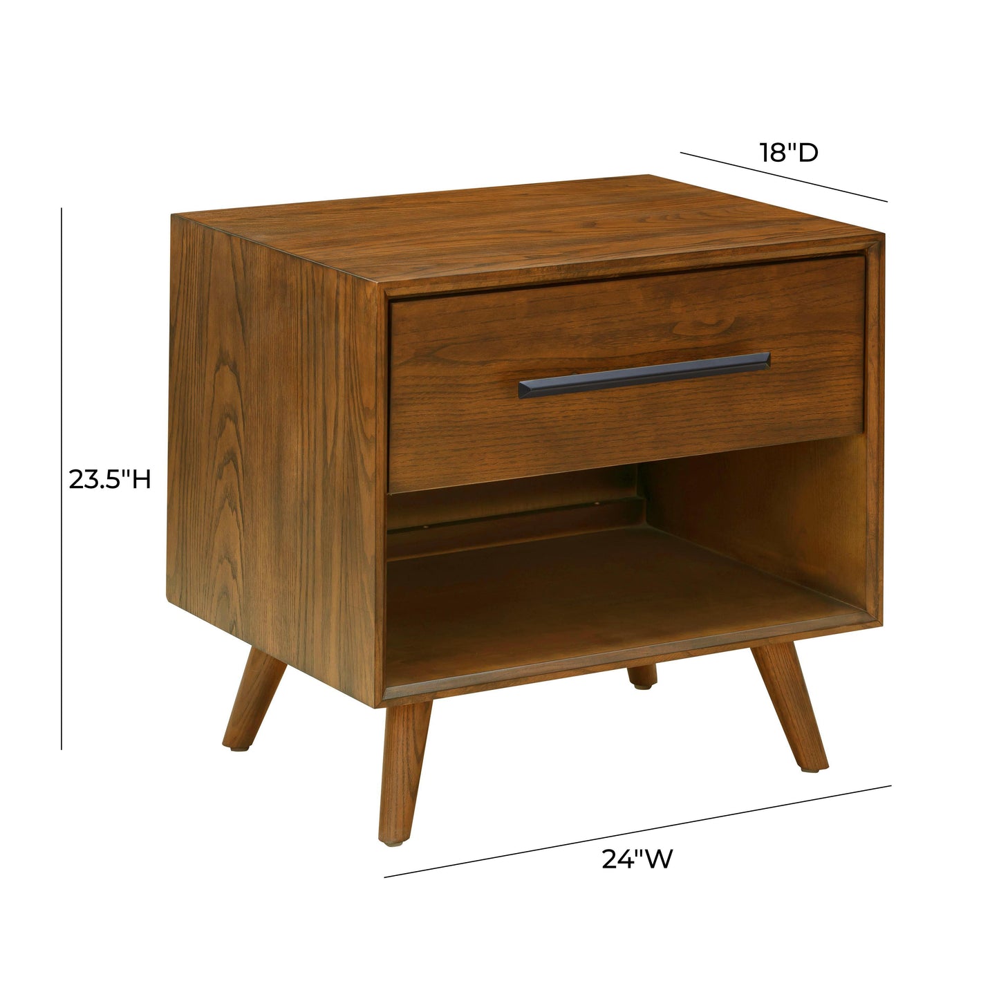 Emery 24" Walnut 1-Drawer Nightstand Walnut by Tov Furniture