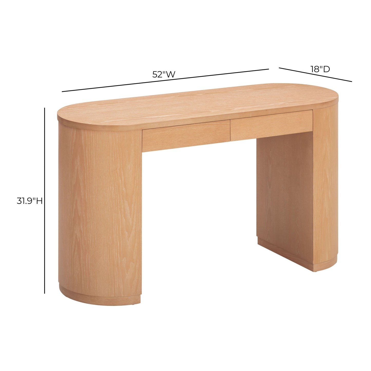 Marlow 52" Wood 2-Drawer Writing Desk Natural by Tov Furniture