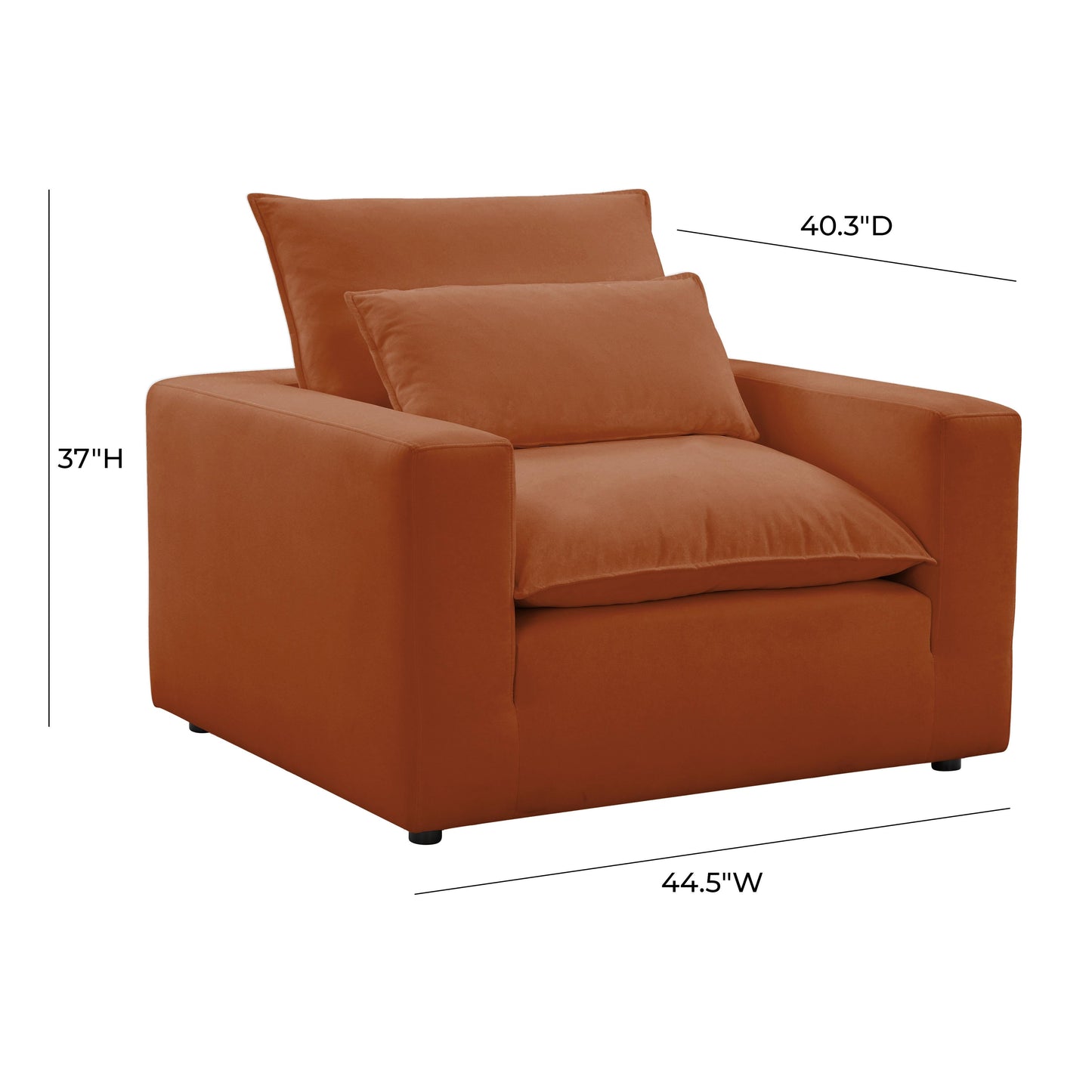 Cali Performance Fabric Armchair Rust by Tov Furniture