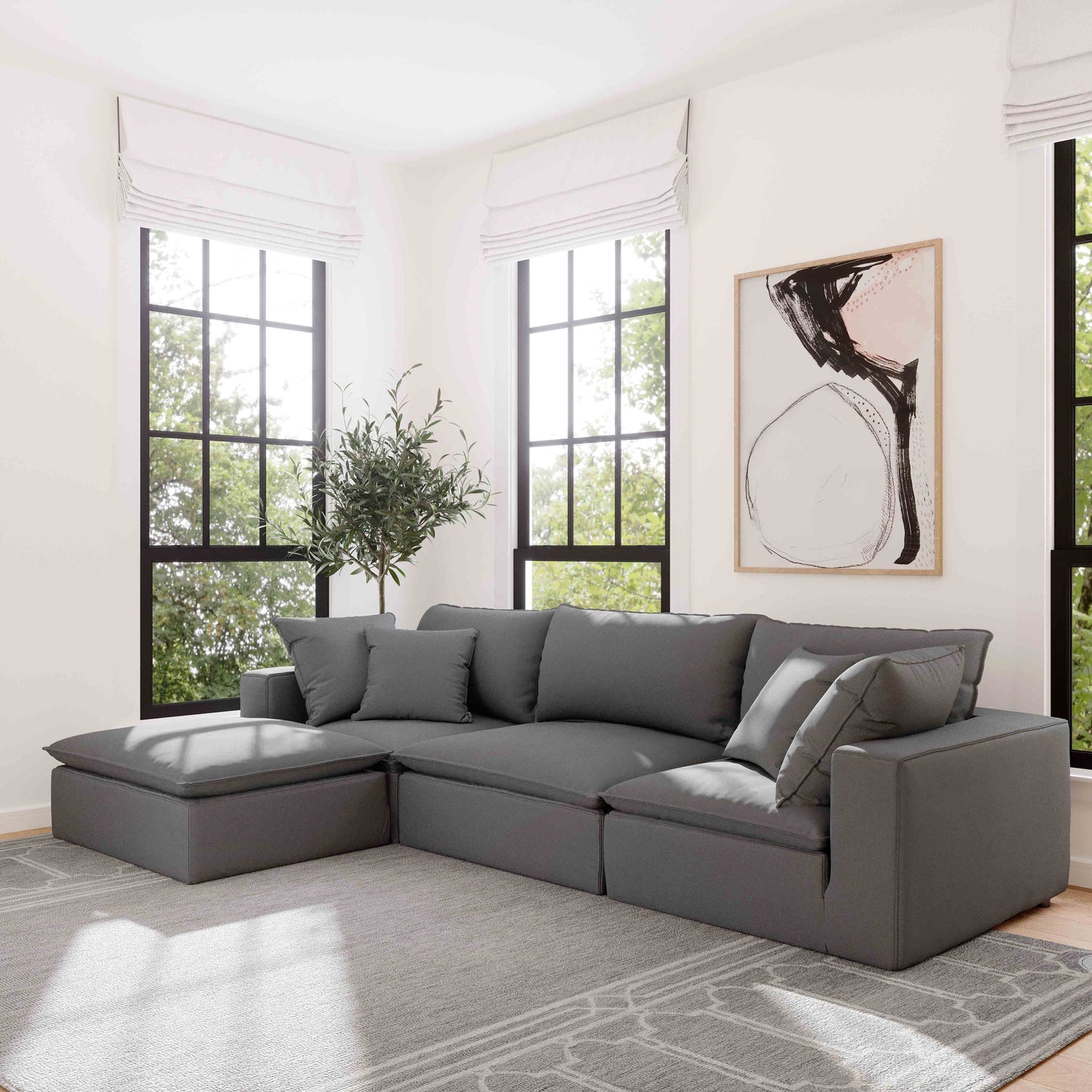Cali Performance Fabric Modular Armless Chair Slate by Tov Furniture