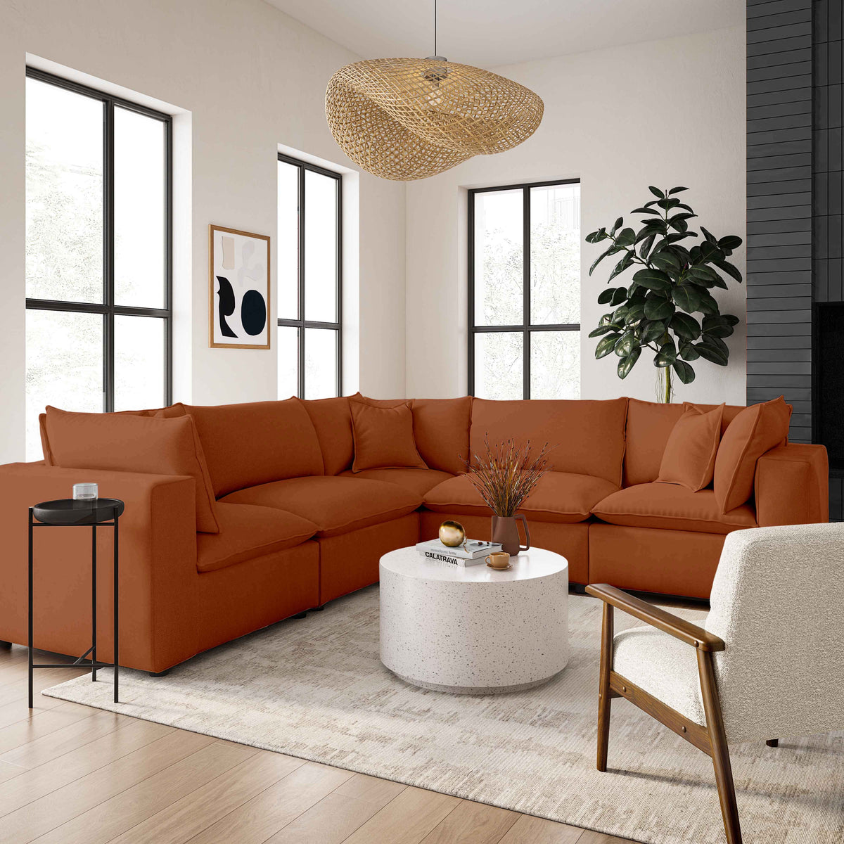 Cali Rust Performance Fabric Armless Chair by TOV Furniture – photo 7 of 7