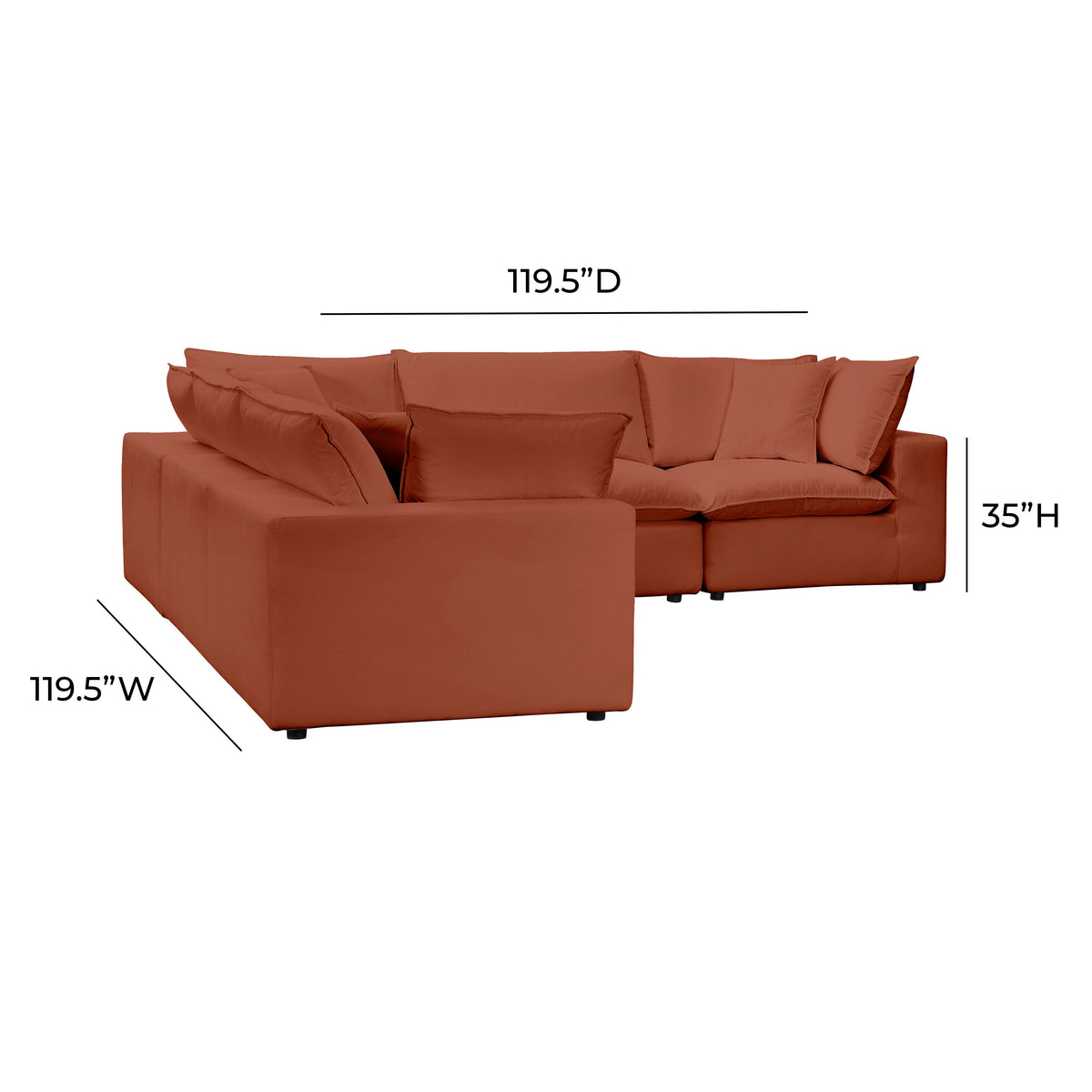 Cali Rust Performance Fabric Modular L-Sectional by TOV Furniture – photo 6 of 6