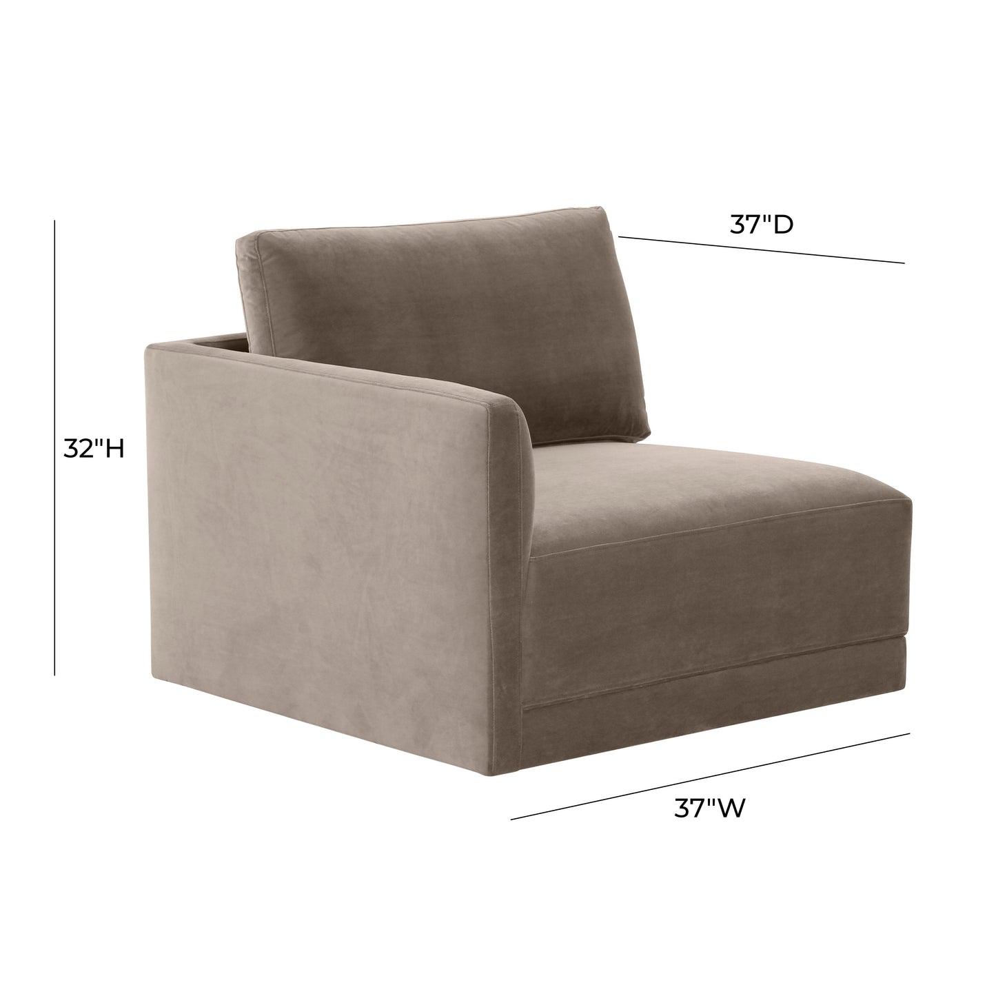 Willow Performance Velvet Modular LAF Corner Chair Taupe by Tov Furniture