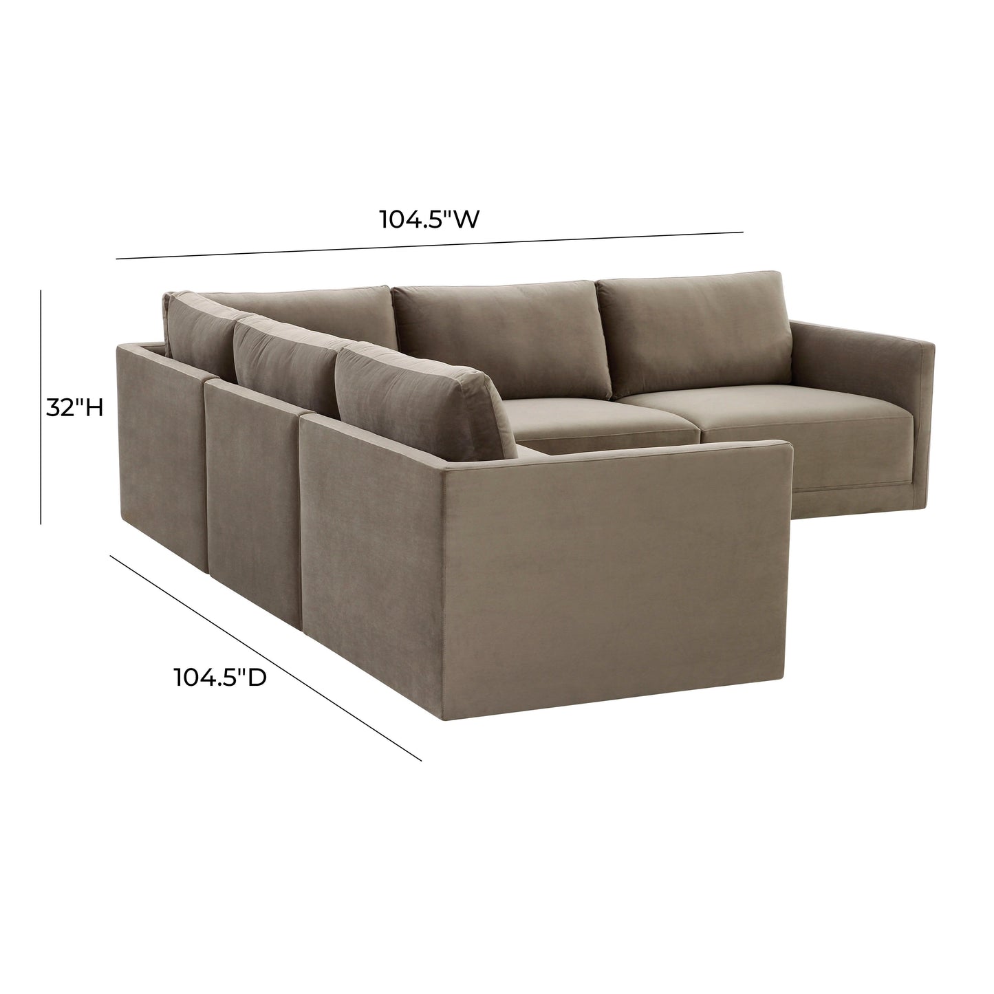 Willow 5-Piece Performance Velvet Modular L Sectional Taupe by Tov Furniture