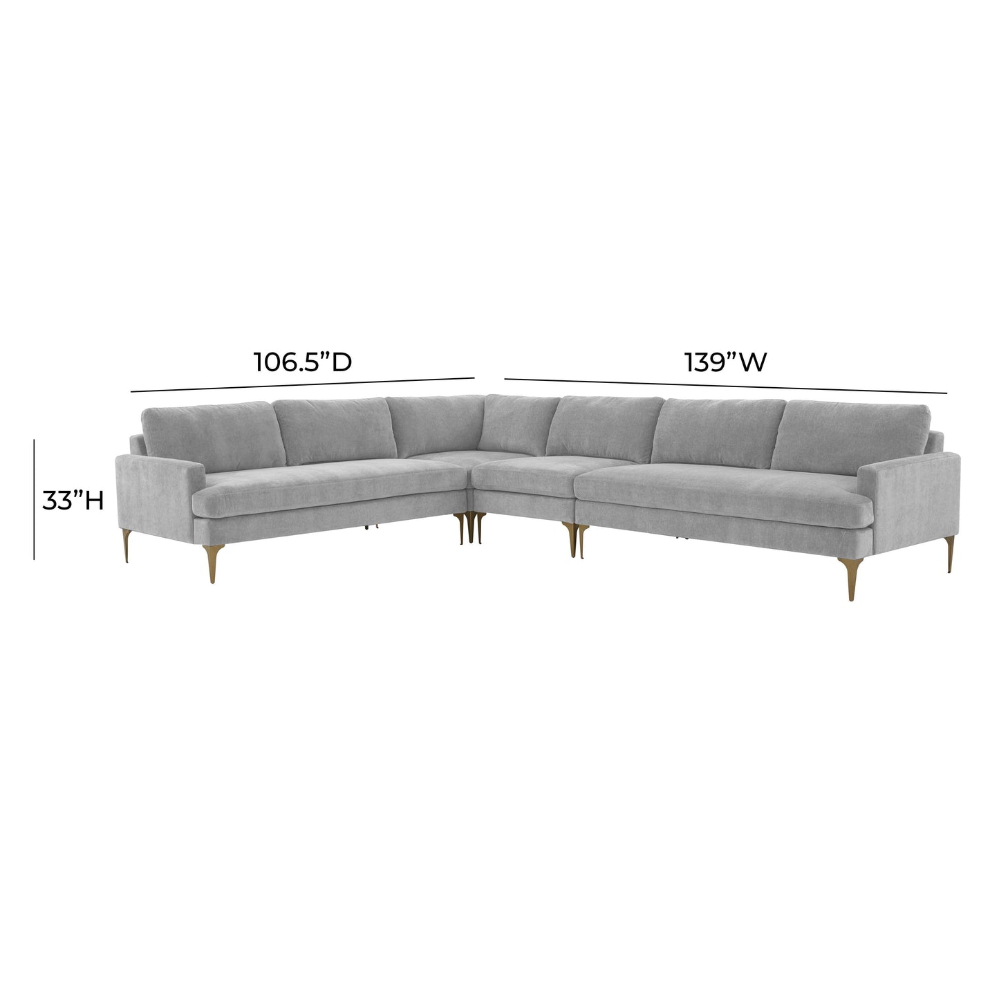 Serena 4 Piece Velvet Large L Sectional Ren L05110 Sec1