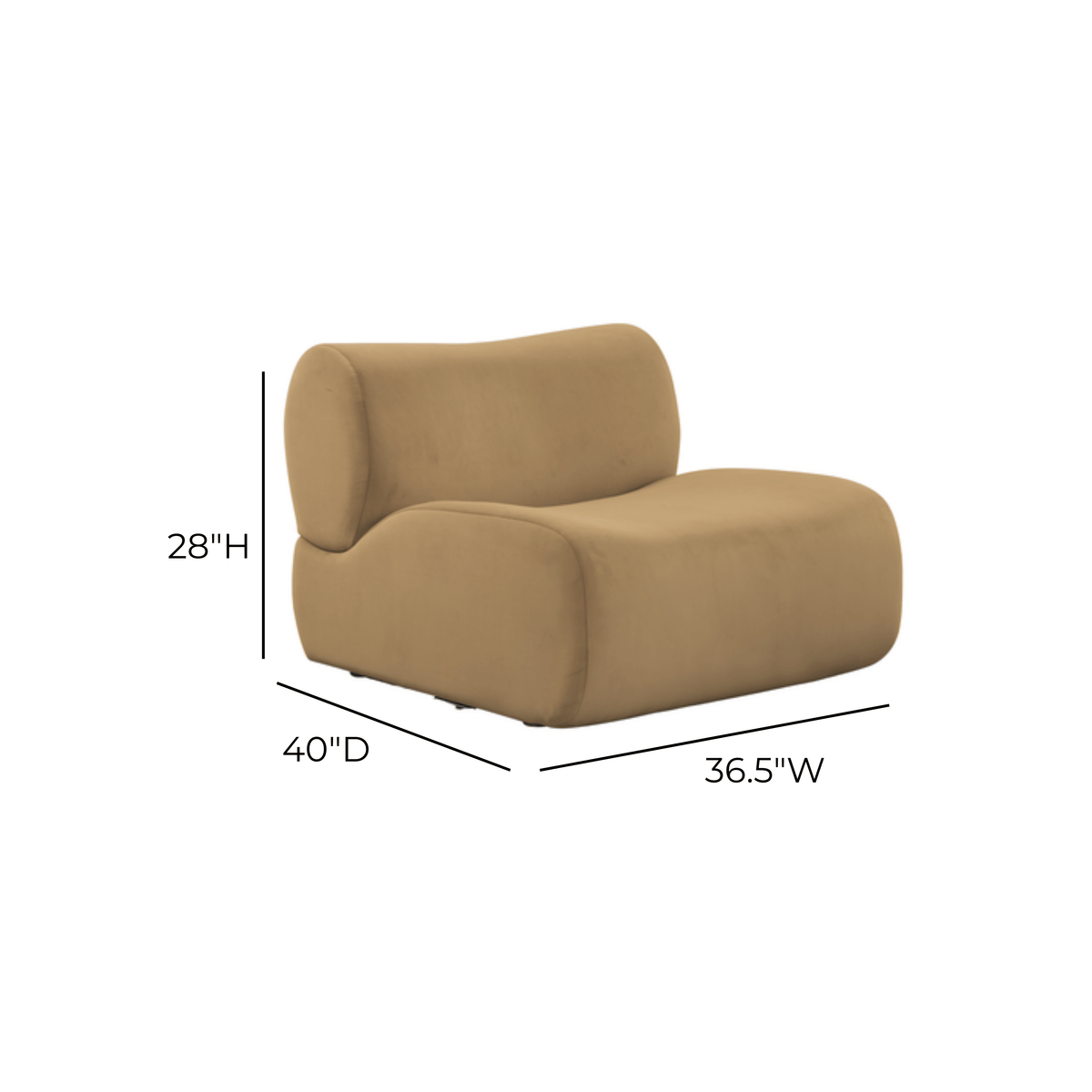 Zenith Latte Brown Performance Velvet Armless Chair by TOV Furniture – photo 6 of 6