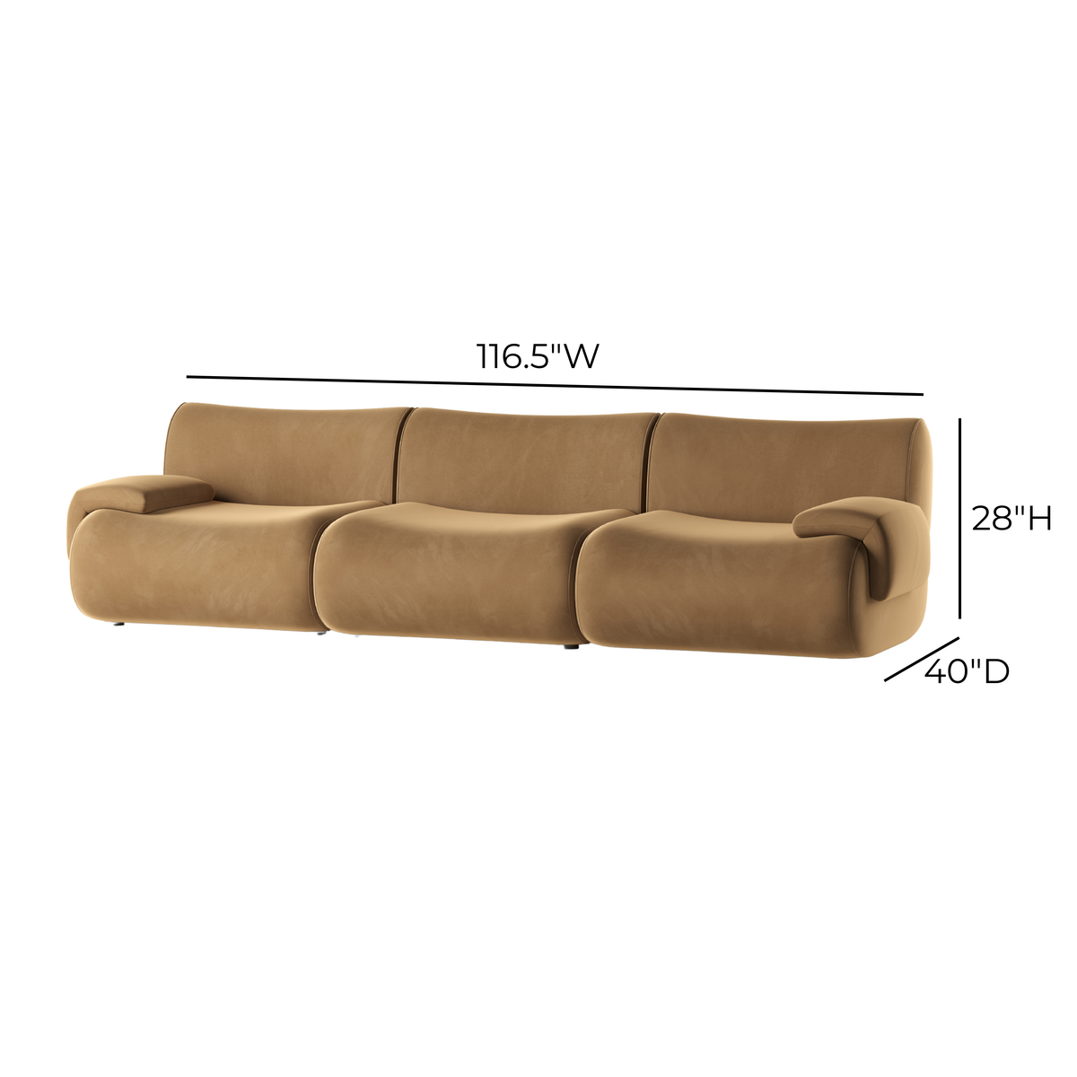 Zenith 116.5" Latte Brown Performance Velvet Modular Sofa by TOV Furniture – photo 5 of 5
