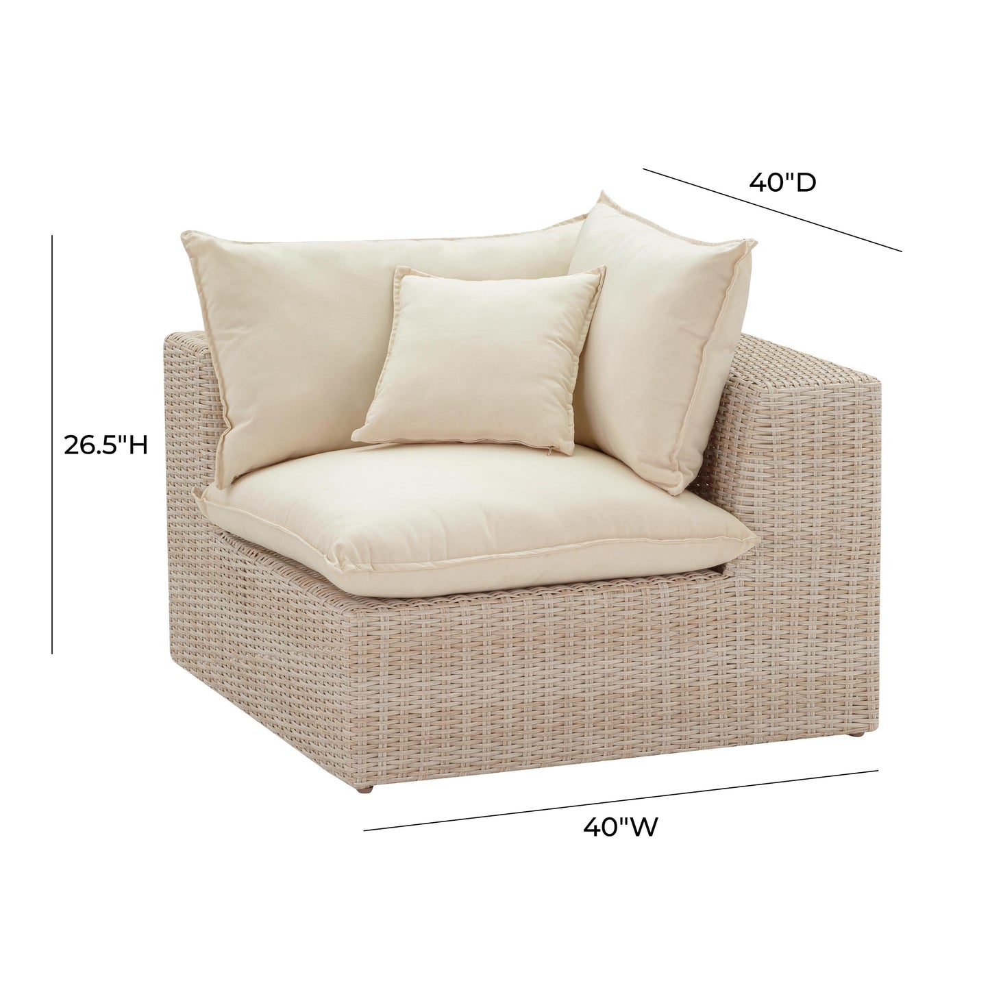 Cali Natural Wicker Outdoor Corner Chair Cream, Natural by Tov Furniture