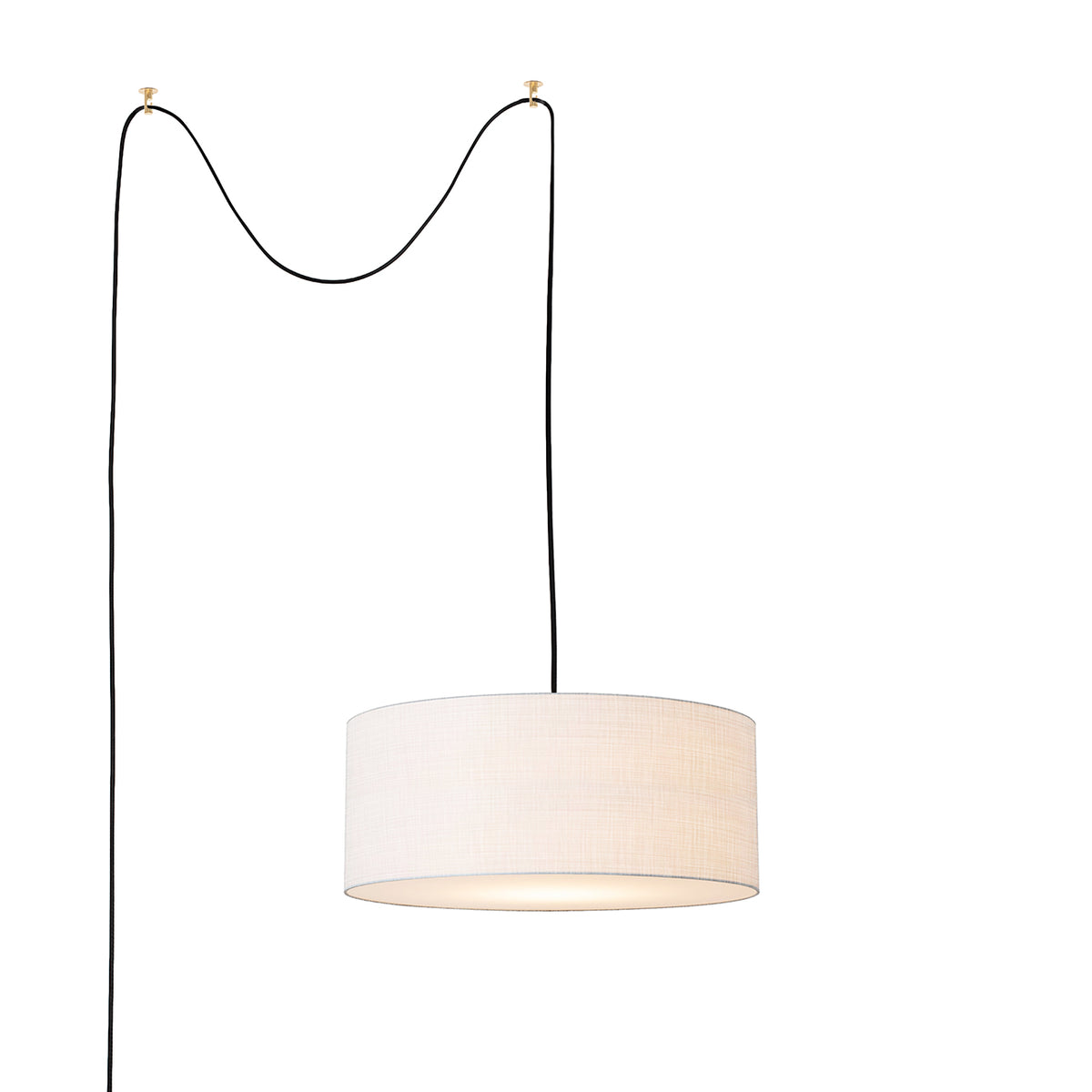 Stretch Swag Lamp by Nova of California, White shade, Weathered Brass body – view 15