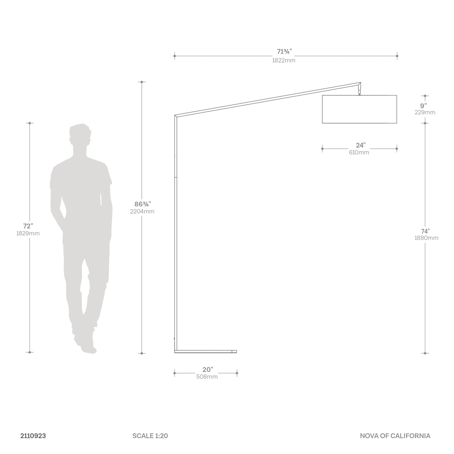 Stretch Arc Floor Lamp 87 Matte Black Step 2110923 by Nova California