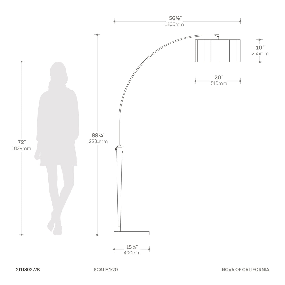 Scalloped 1-Light Arc Floor Lamp by Nova of California – view 9