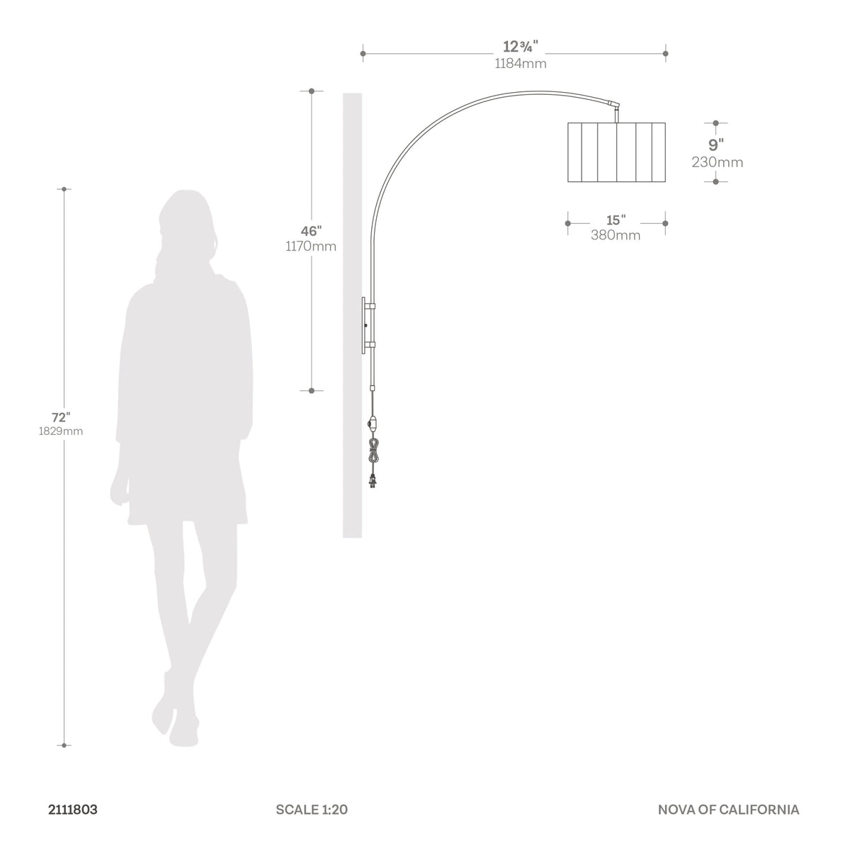 Scalloped Wall Arc Lamp by Nova of California – view 7