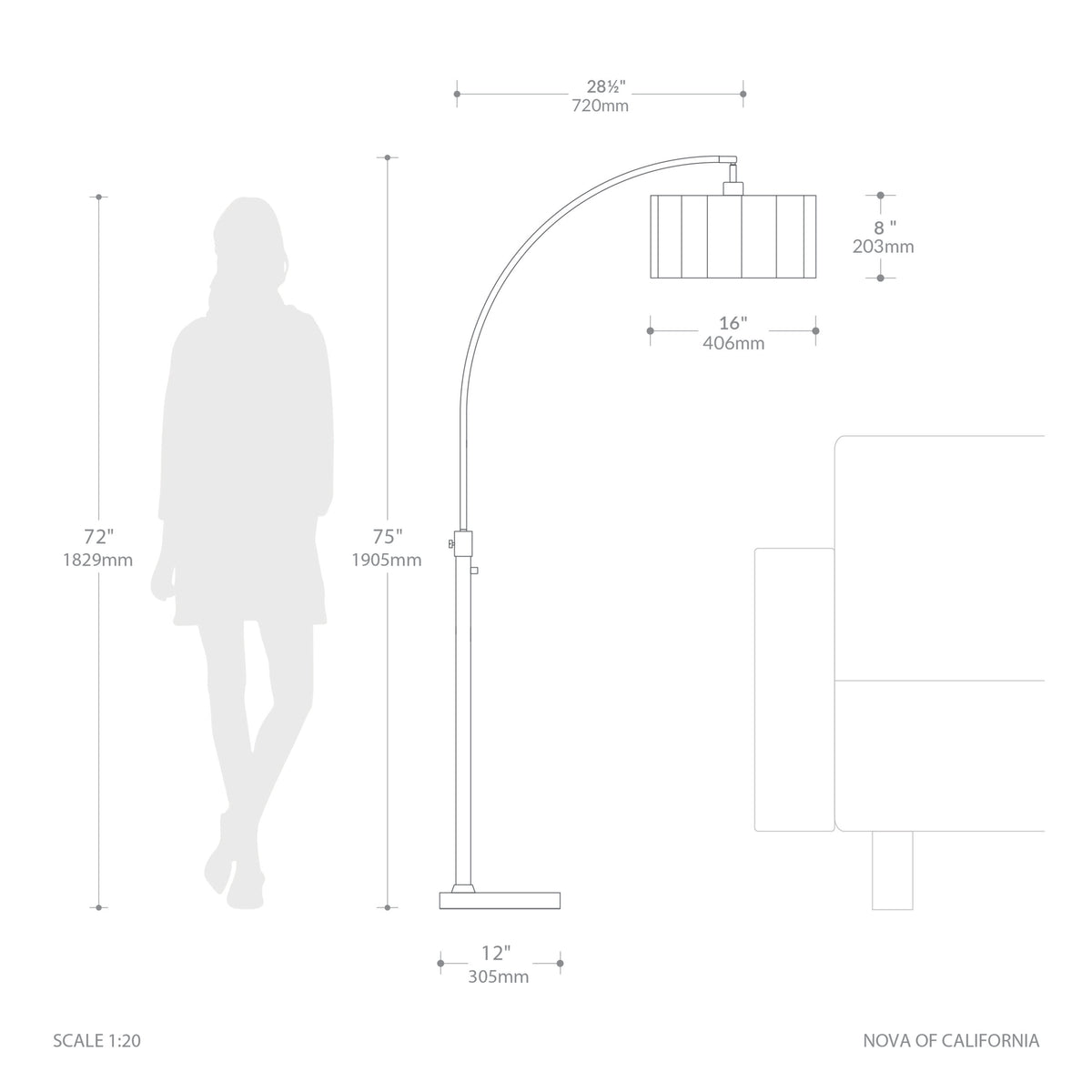 Float Scallop 75"H Chairside Arc Lamp by Nova of California – view 10
