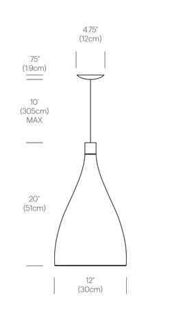 Pablo Designs Swell Single Xl Narrow Pendant Light