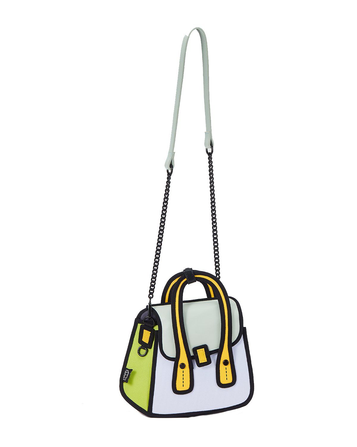 JumpFromPaper Owl Shoulder Bag Mint Green, front view with chain strap