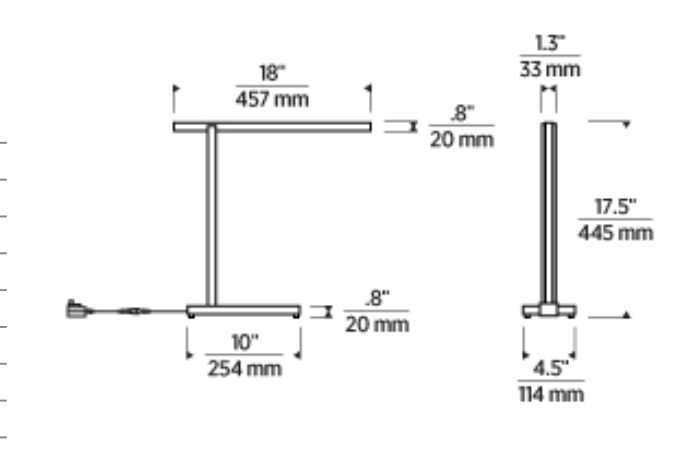 Technical line drawing of Visual Comfort Stagger table lamp showing size and proportions