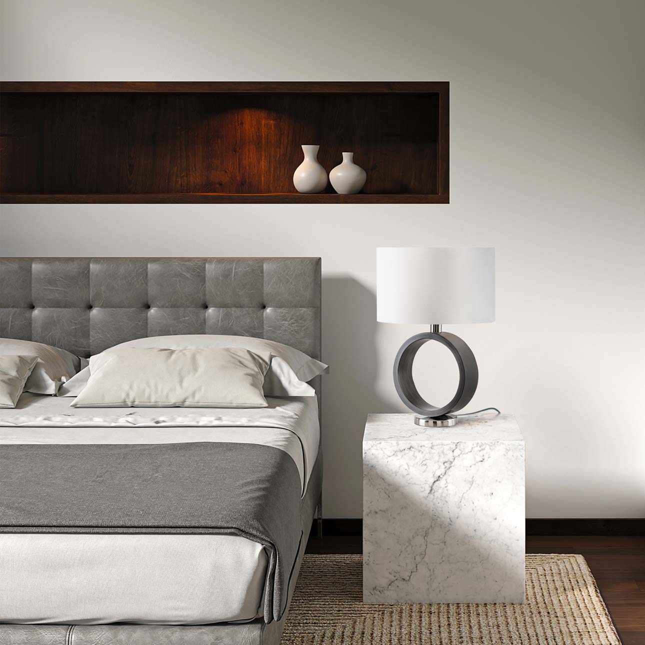 Tracey Ring Table Lamp 24 Charcoal Gray Brushed Nickel 1011067 by Nova California