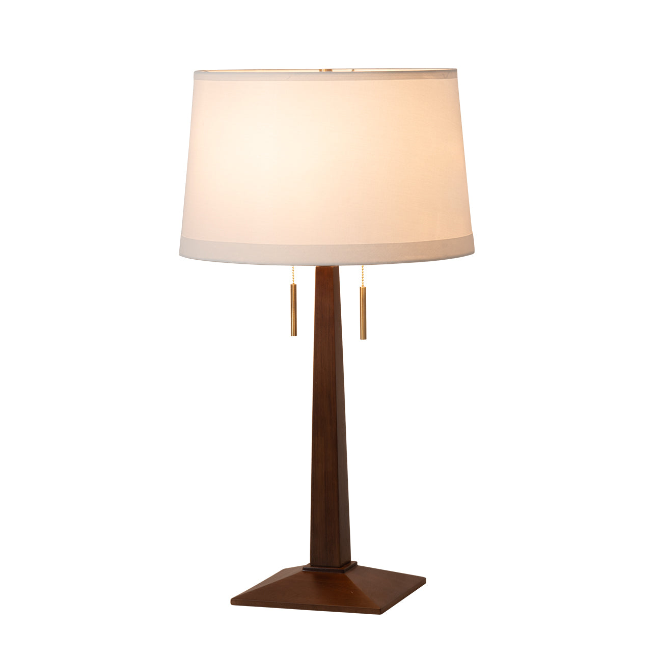 Taper Table Lamp Dark Walnut Wood White Linen Shade 1010251Dw by Nova California