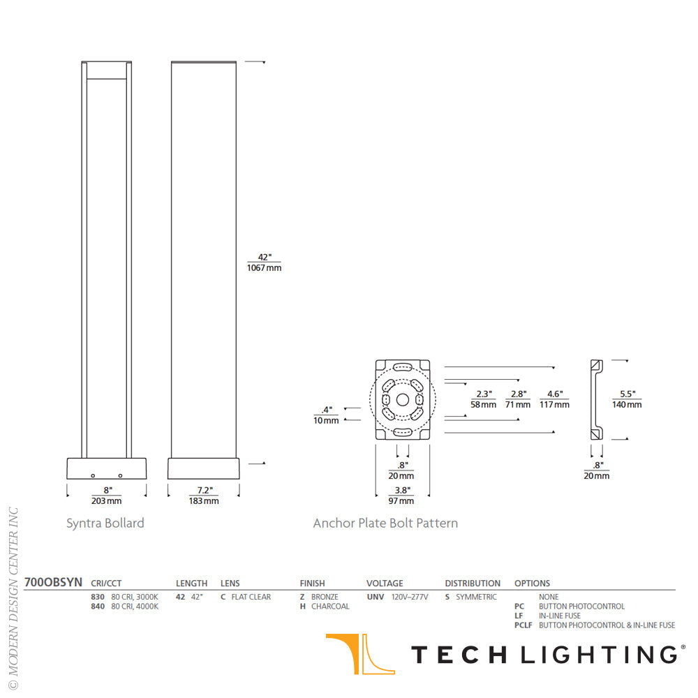Visual Comfort Syntra Led Outdoor Bollard 80 CRI 3000K