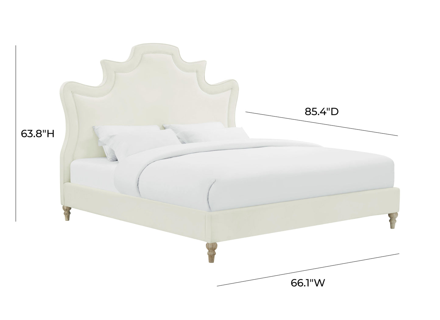 Serenity Cream Velvet Bed by TOV B104