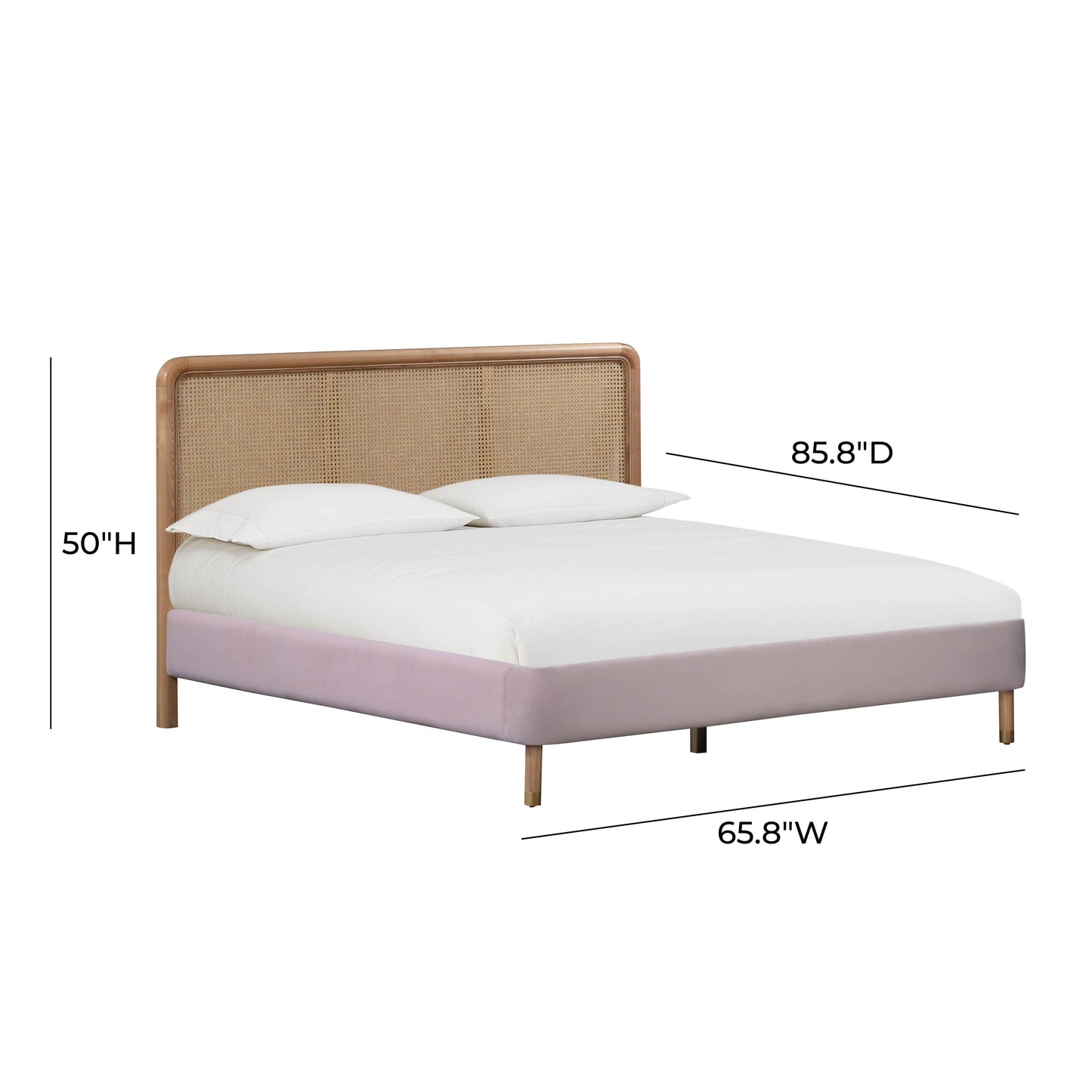 Kavali Performance Velvet and Natural Blush Queen Bed by Tov Furniture