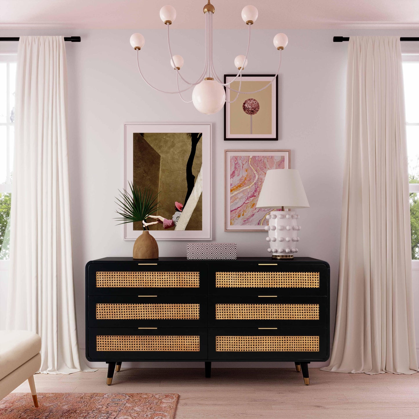 Christine 62 Black 6 Drawer Dresser by TOV B44133