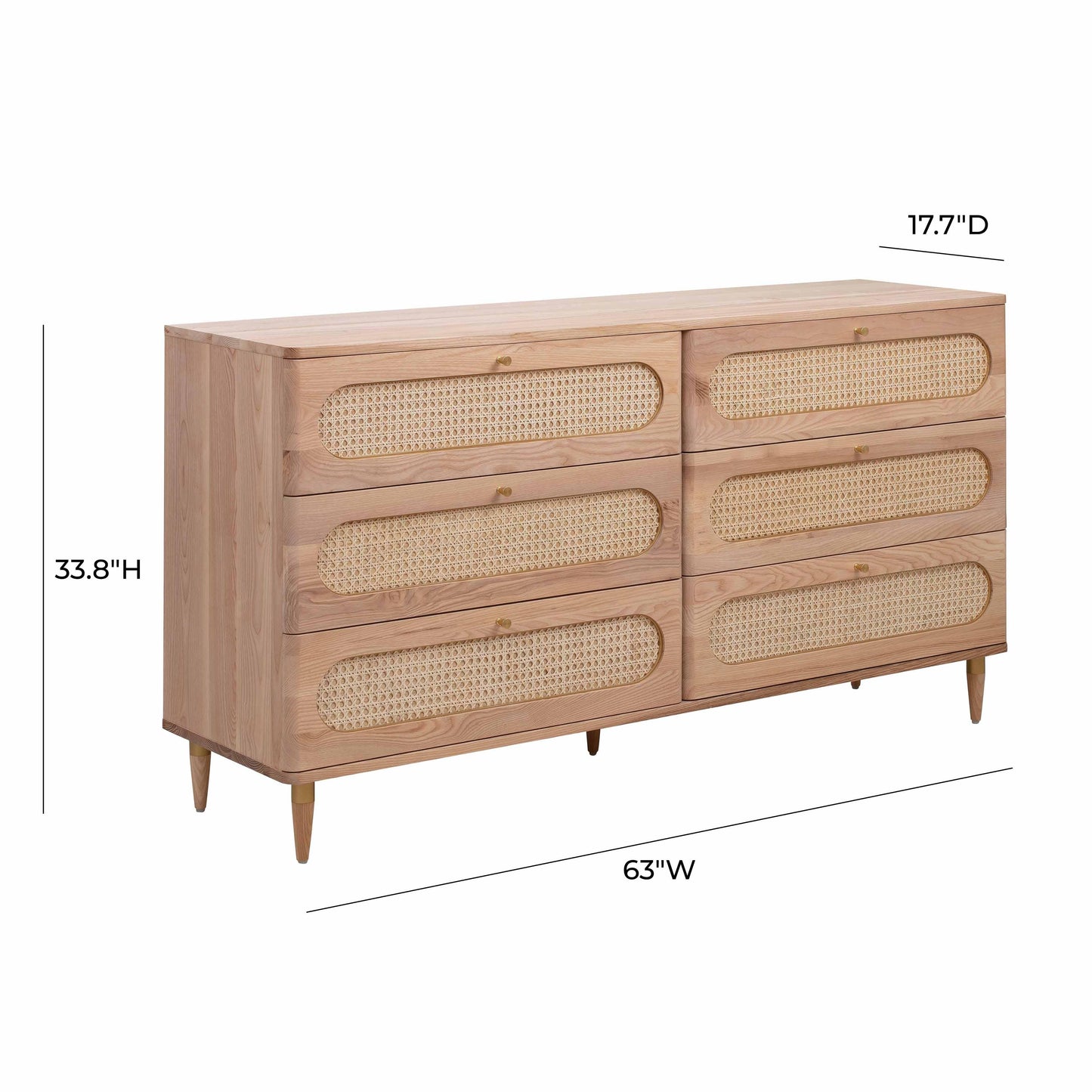 Carmen 63 Natural Ash And Cane 6 Drawer Dresser by TOV B44160