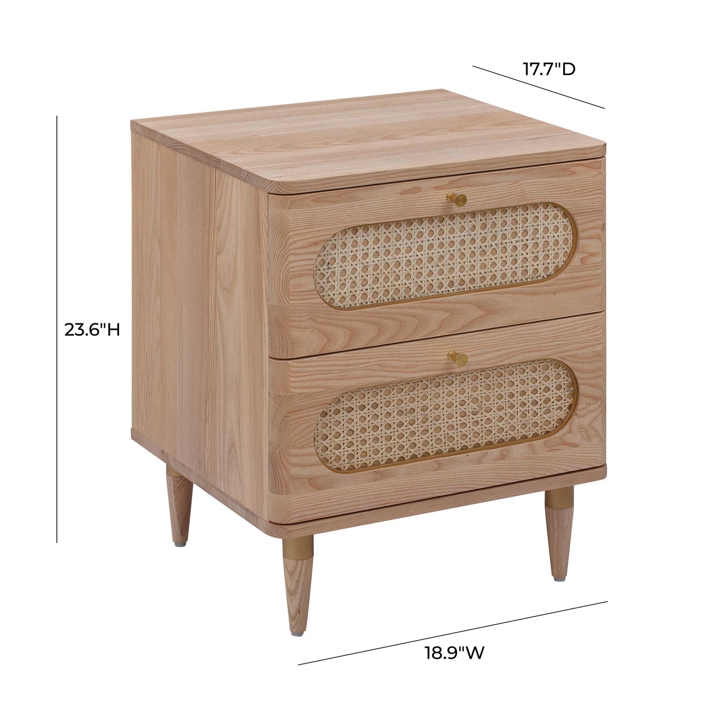 Carmen 19 Natural Ash And Cane 2 Drawer Nightstand by TOV B44161