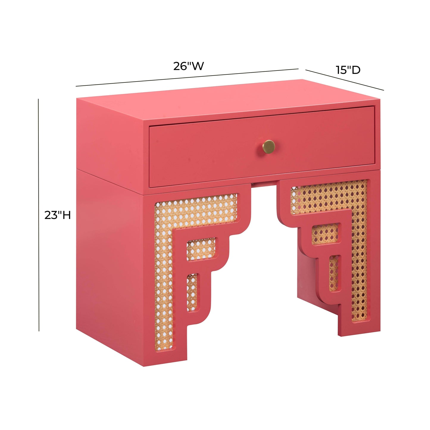 Suzie 26" Rattan Nightstand With Drawer Pink by Tov Furniture