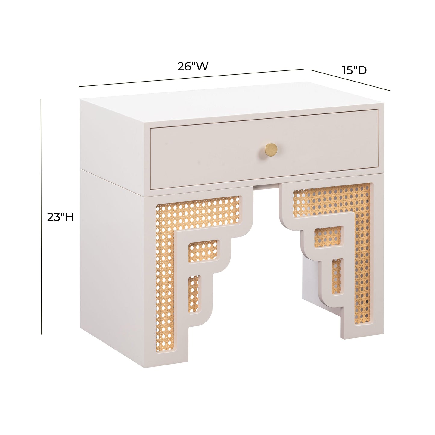 Suzie 26" Rattan Nightstand With Drawer Cream by Tov Furniture