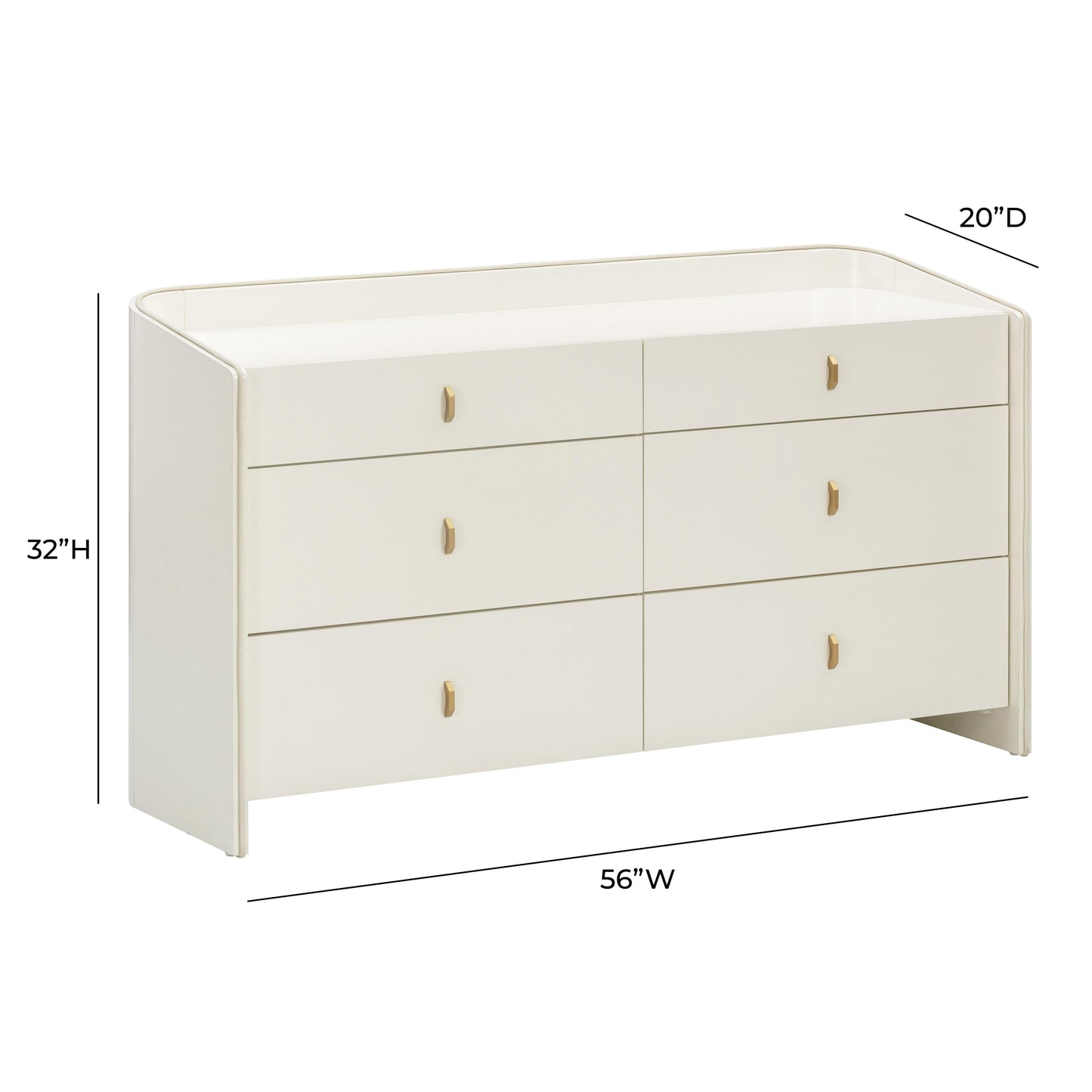 Collins 56" Cream 6-Drawer Dresser Cream by Tov Furniture