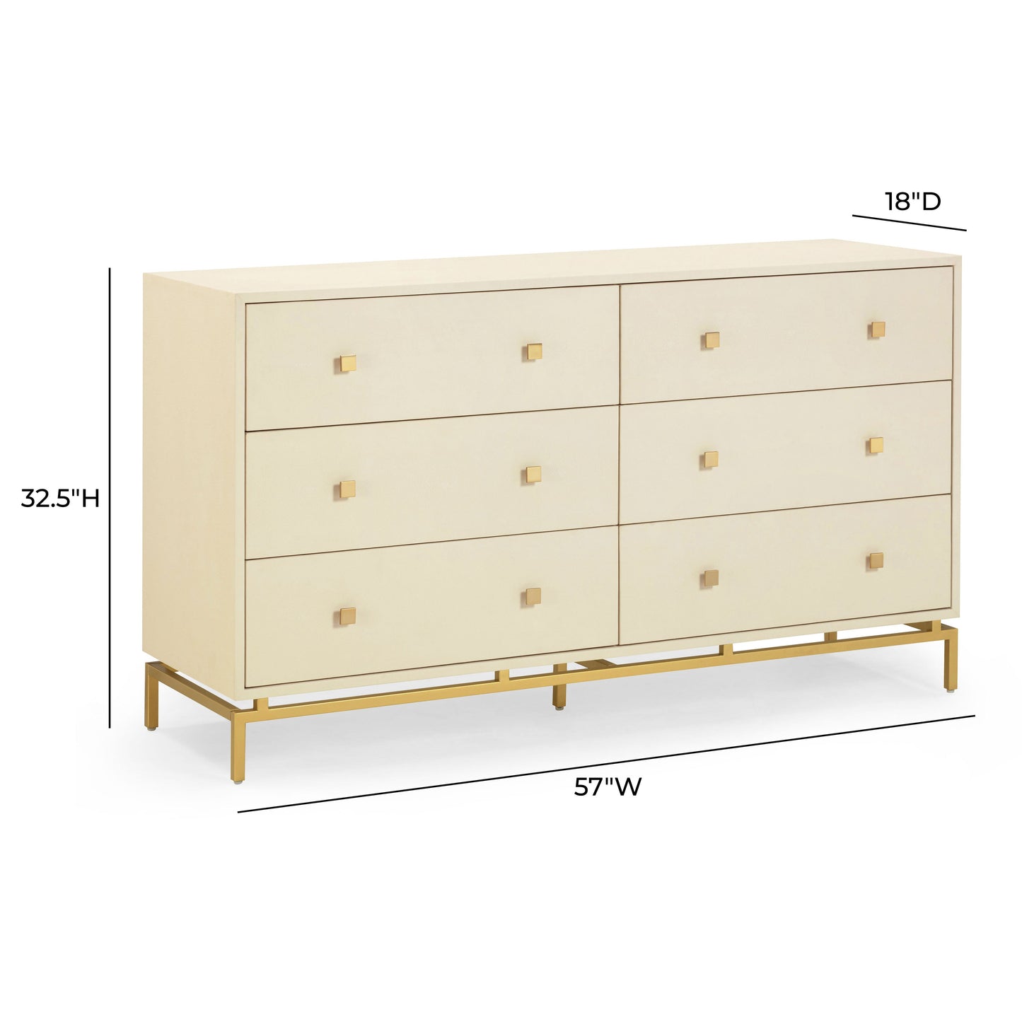 Pesce 57" Shagreen 6 Drawer Dresser Cream by Tov Furniture