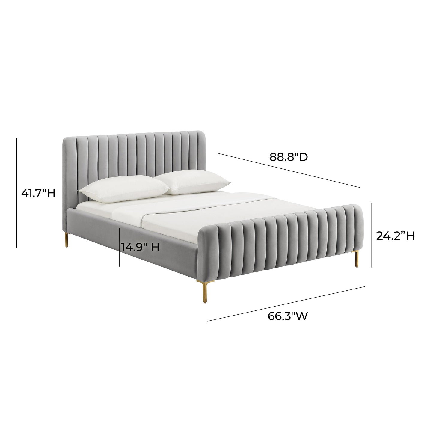 Angela Performance Velvet Grey Queen Bed by Tov Furniture