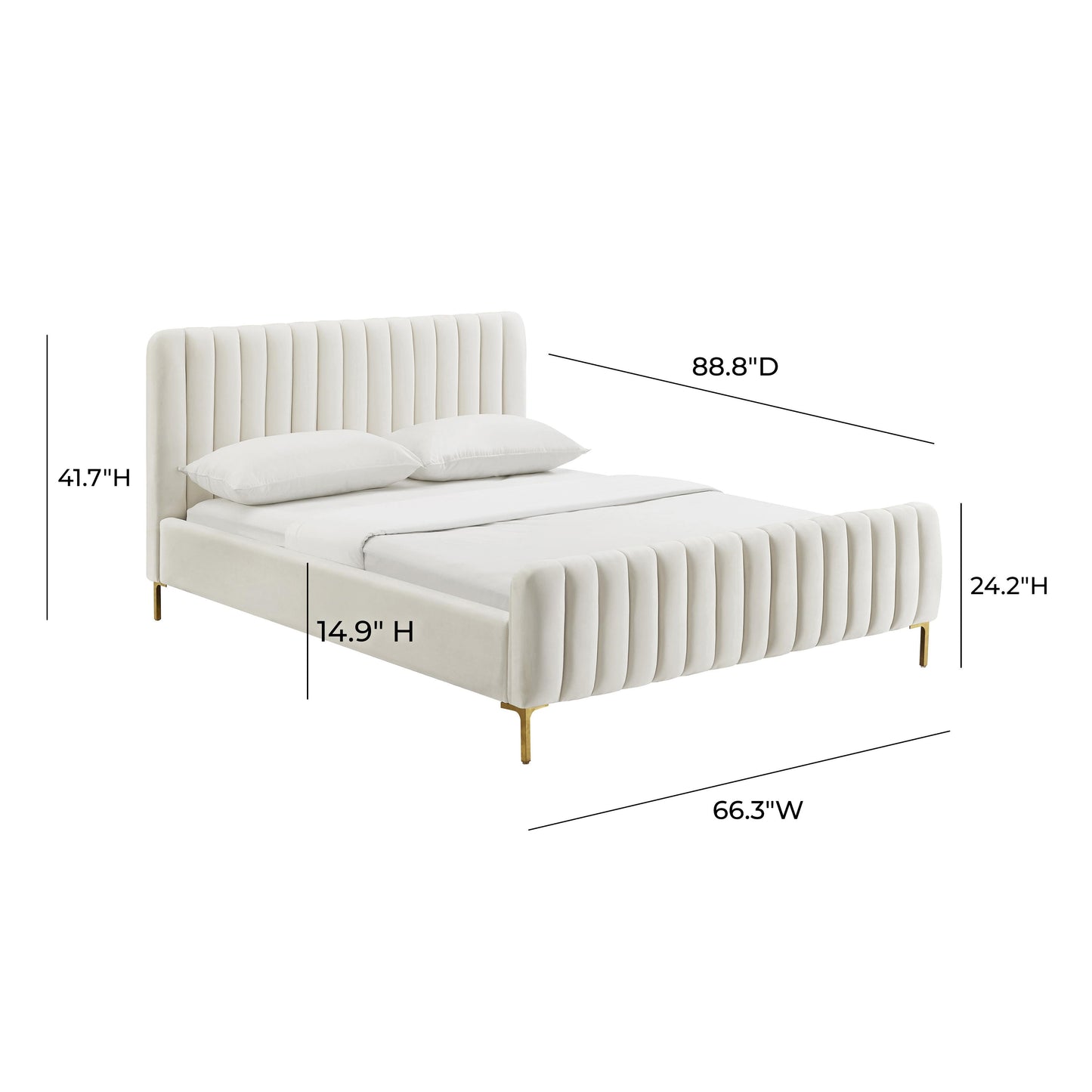 Angela Performance Velvet Cream Queen Bed by Tov Furniture