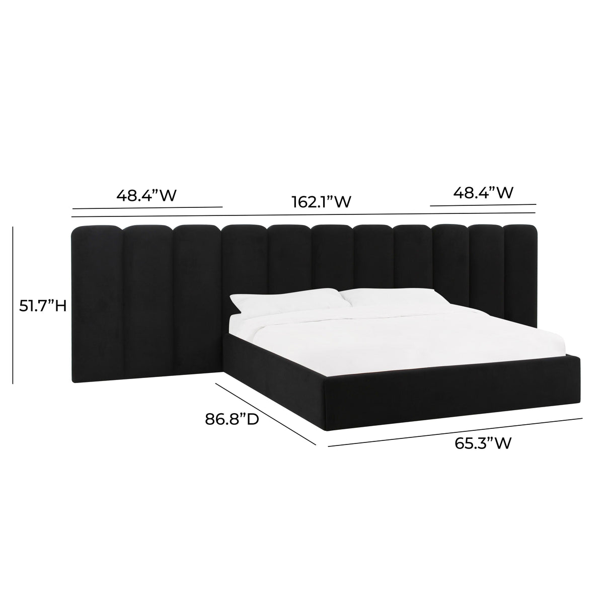 Palani Black Performance Velvet Wings - Queen or King (Set of 2) by TOV Furniture – photo 6 of 6