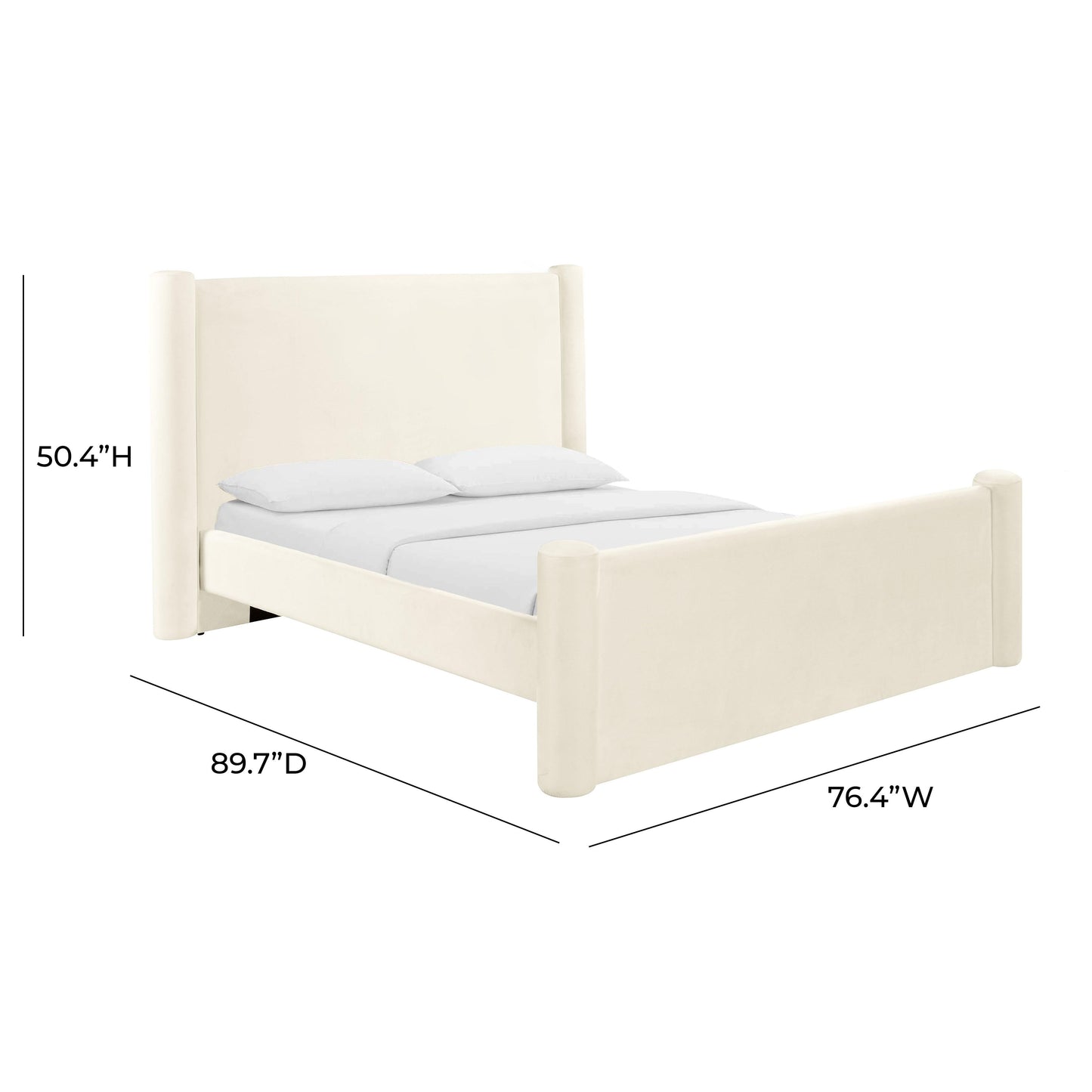 Athara Cream Velvet Cream Queen Bed by Tov Furniture