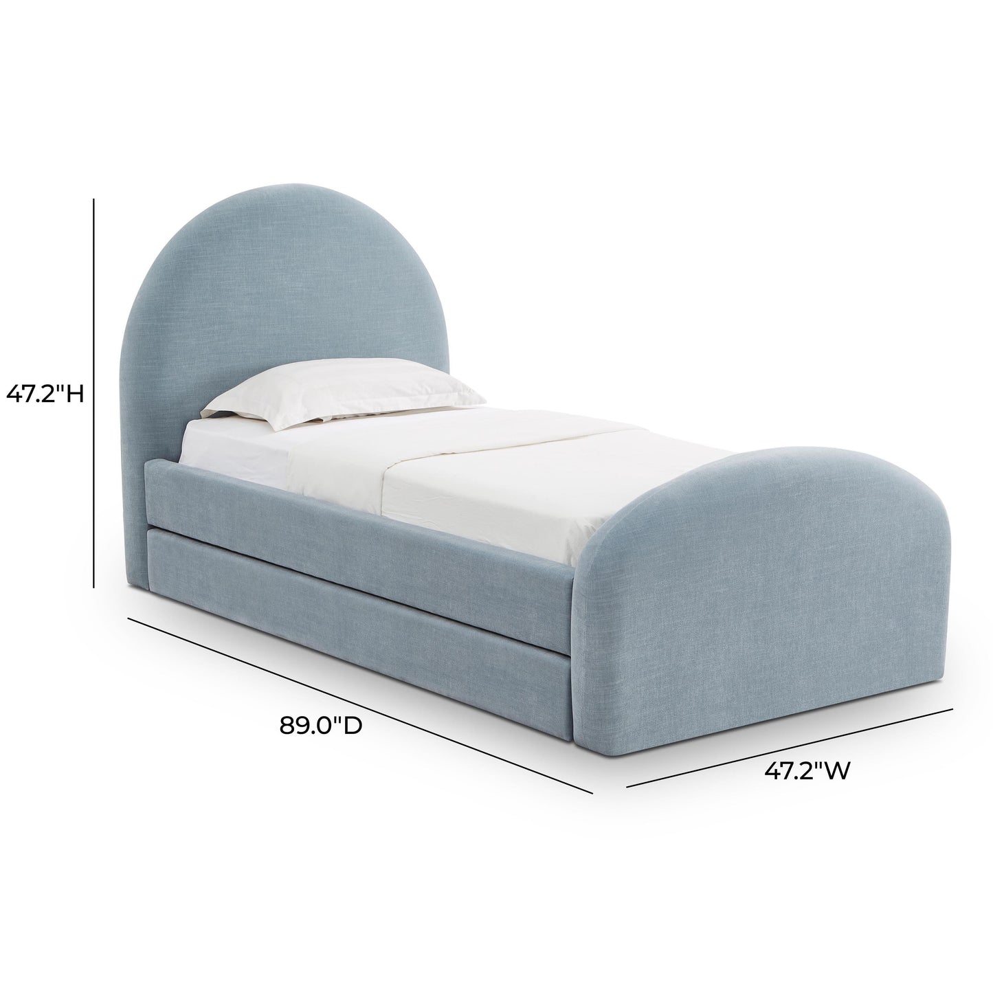 Moon Chambray Blue Chenille Twin Trundle Bed by TOV B69370