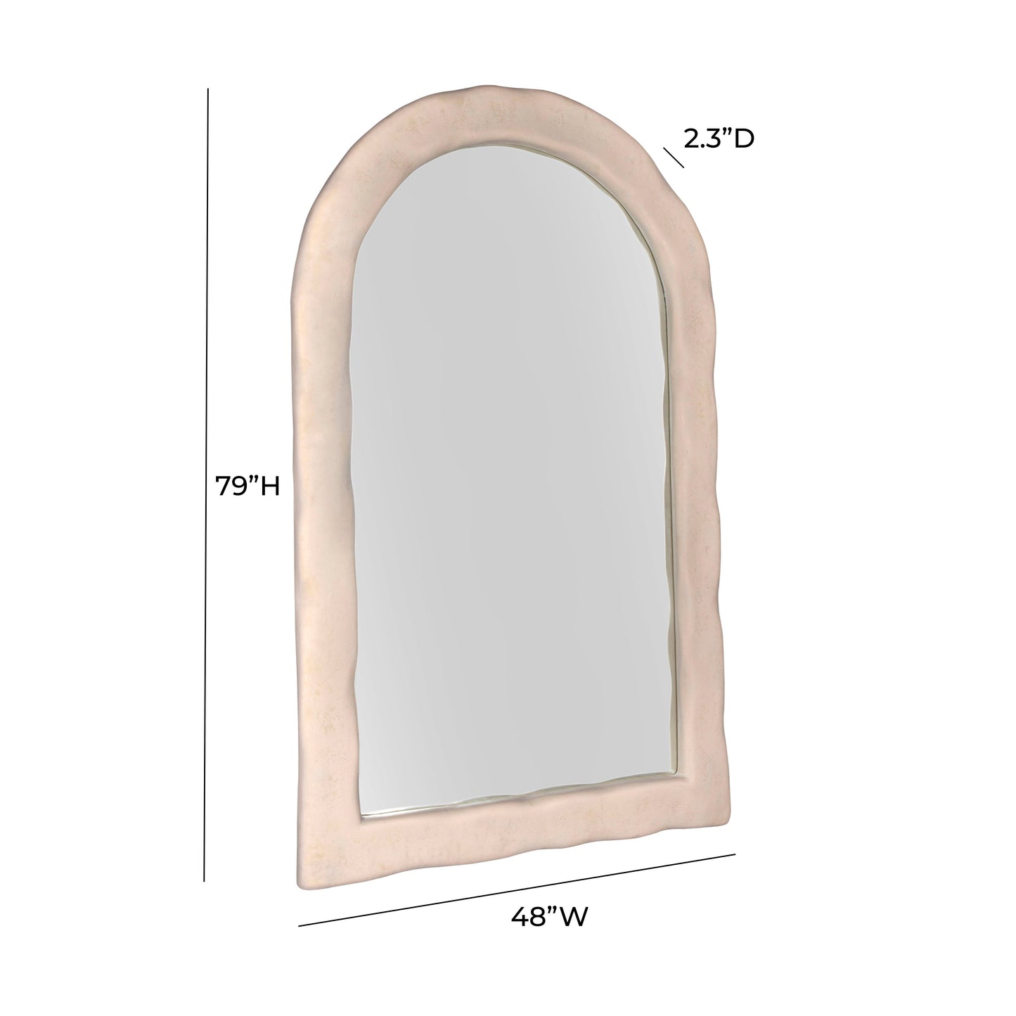 Kaia 48"X79" Cream Textured Floor Mirror Cream by Tov Furniture