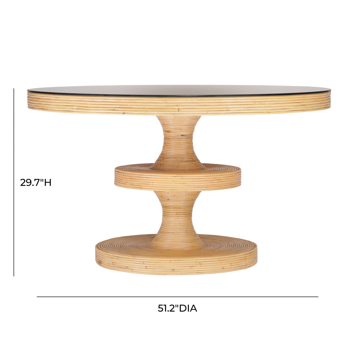 Apollonia 51" Natural Rattan Round Dining Table Natural by Tov Furniture