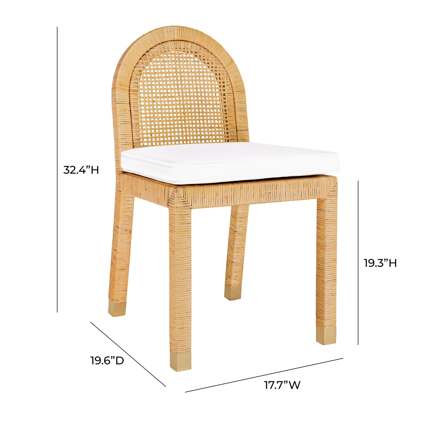 Amara Natural Rattan And Performance Fabric Arched Back Dining Chair by TOV D21026