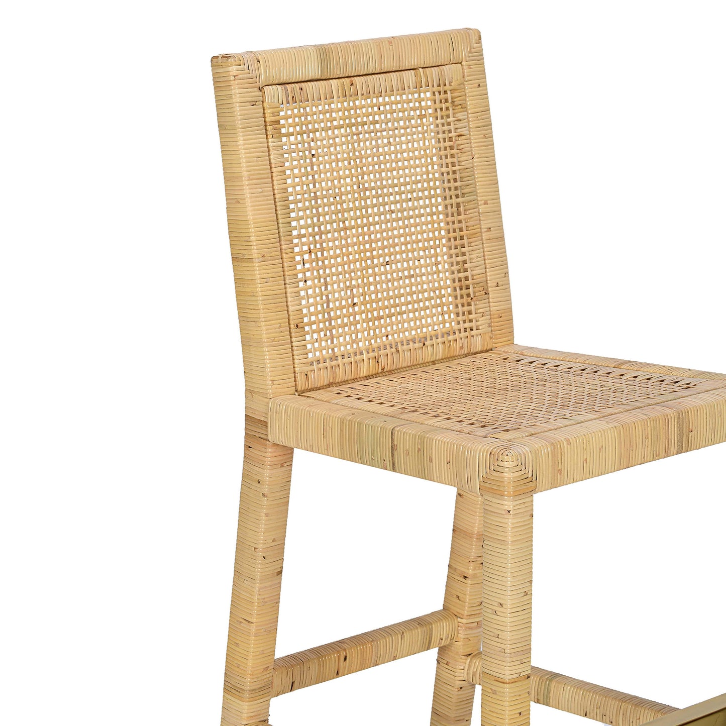 Amara Rattan & Cream Contract-Grade Linen Stool Cream, Natural Bar Height by Tov Furniture