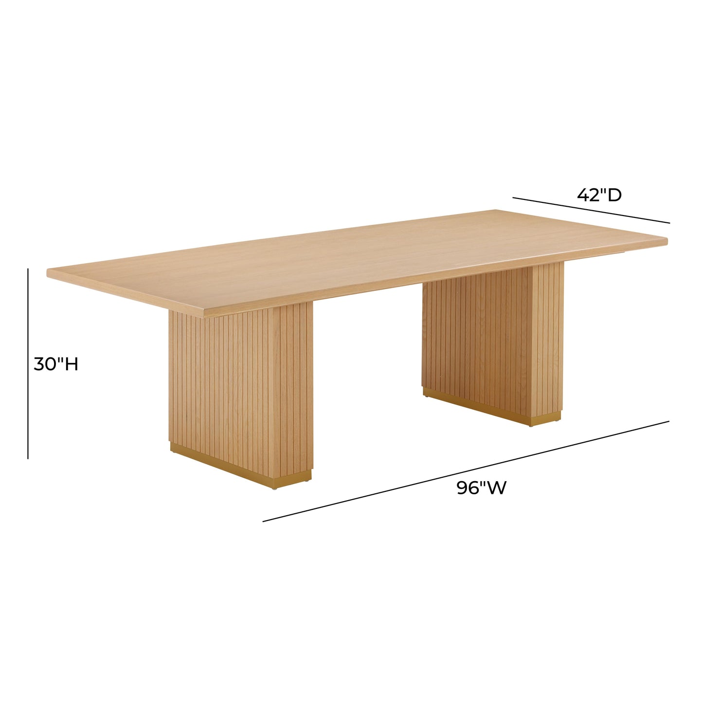 Chelsea 96" Oak Wood Rectangular Dining Table Natural by Tov Furniture